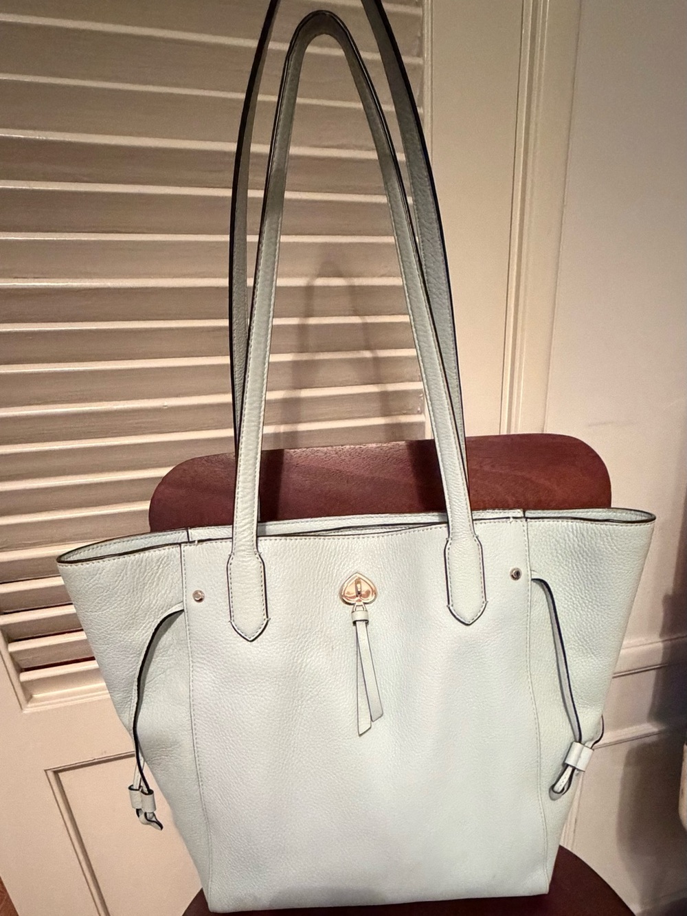 kate spade Pale Blue Leather Tote with Gold Hardware